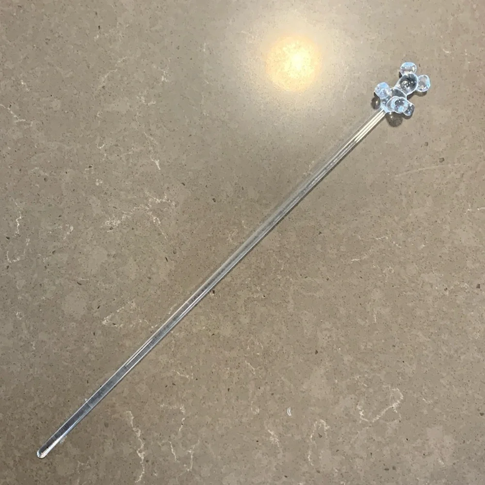 Last One! NWOT Vtg Princess House Crystal Glass Teddy Bear Swizzle Stick Stirrer